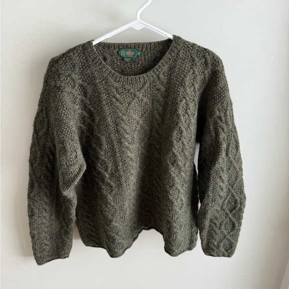 J.Crew Vintage 90s Oarsman Fisherman Wool Sweater - Olive Green - Extra Small XS